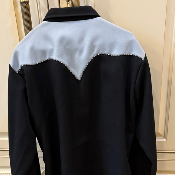 Vintage H Bar C Custom made Western Men's Black and Blue Shirt Size XL - Picture 8 of 9